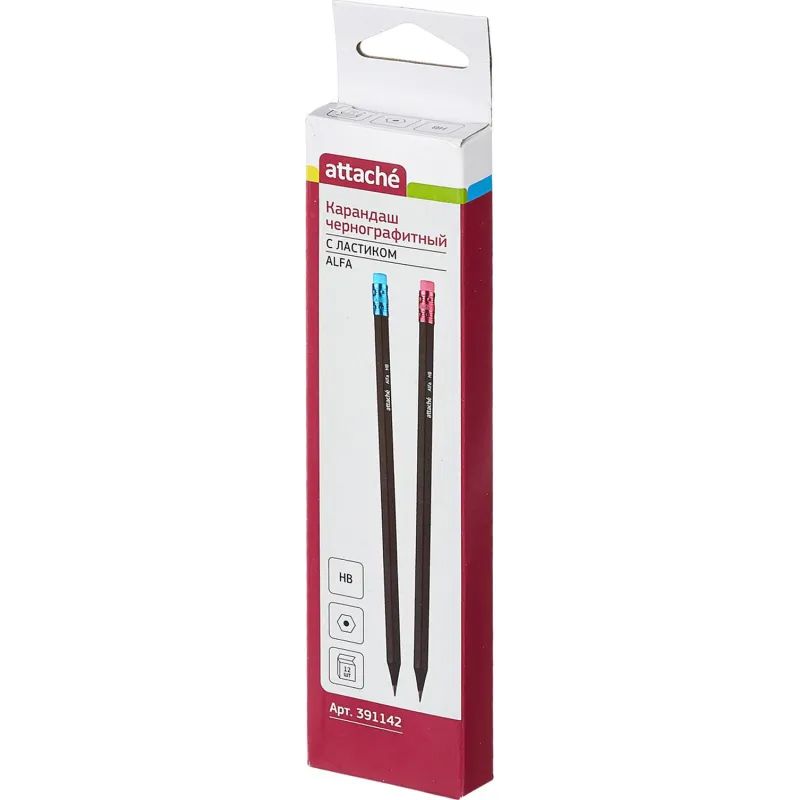 Карандаш чернографитный Attache Alfa HB заточ.,с ласт.