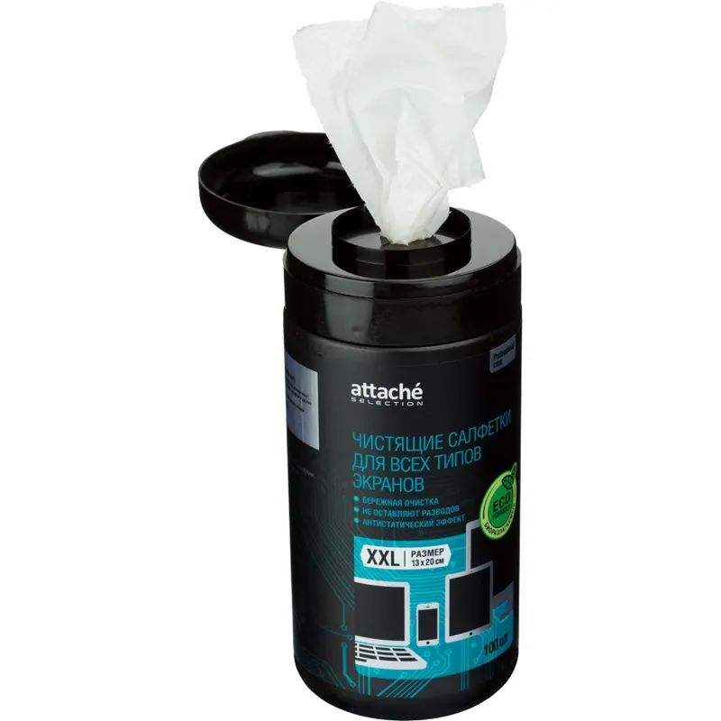 Салфетки д/экранов Luscan, туба, 100 шт, XXL, 13х20