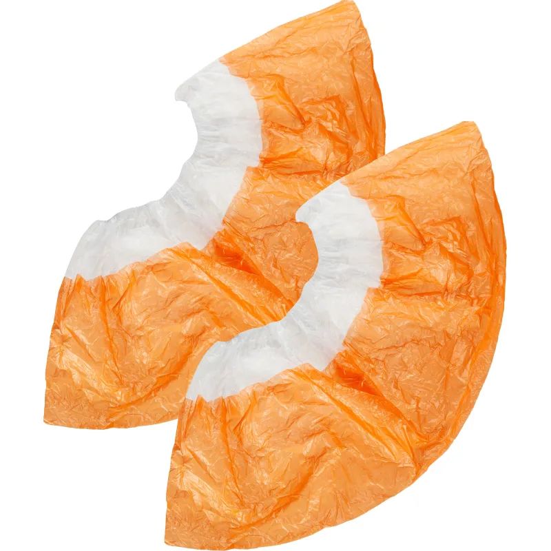 Бахилы н/с, п/э 2х слой. текстур. 3,5г бел-оранж. ПНД-8/8/1р-Б-Ор 50пар/уп