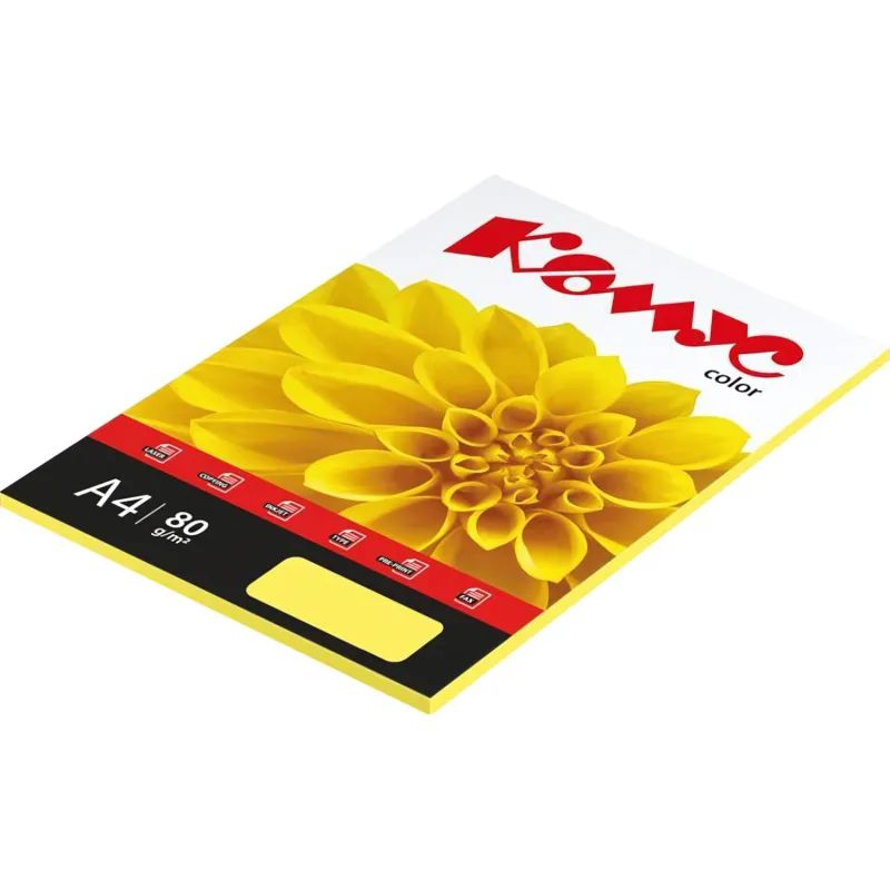 Бумага цветная Комус Color (желтая пастель), 80г, А4, 50 л.