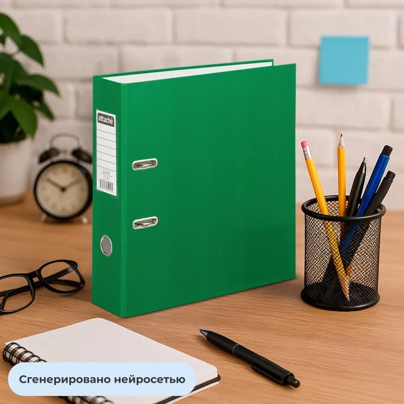 Папка-регистратор с арочн.мех.Attache Экономи 80 мм,зеленый,ПБП1,карм.кор