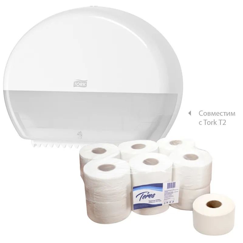 Бумага туалетная д/дисп Терес Эконом мини 1сл бел 200м 12рул/уп T-0024