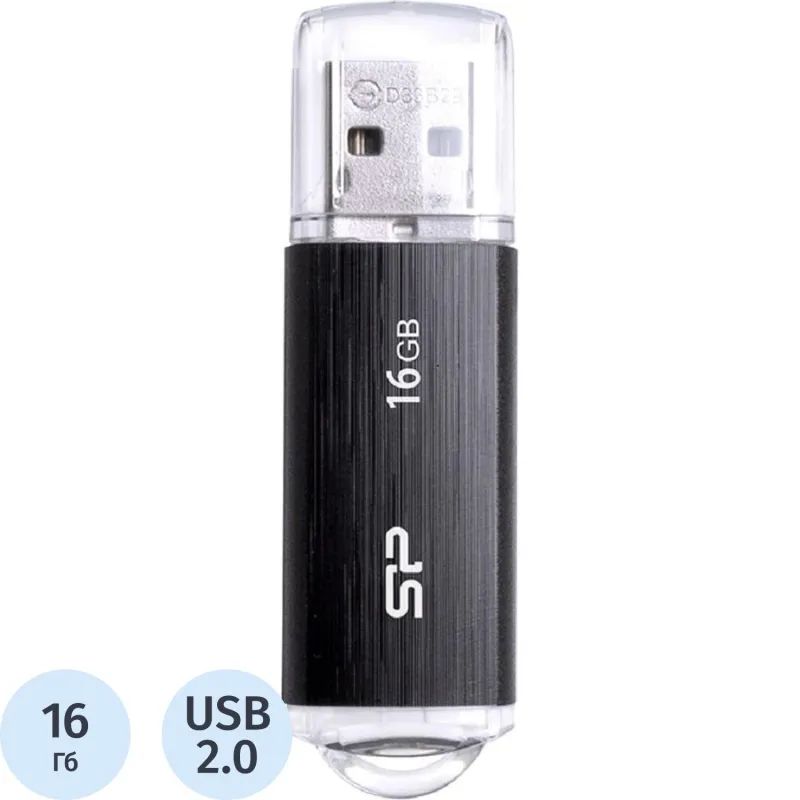 Флеш-память Silicon Power Ultima U02, 16Gb, USB 2.0, чер, SP016GBUF2U02V1K