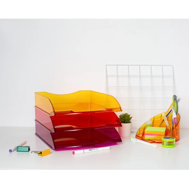 Лоток горизонтальный ATTACHE Яркий Офис 340х250х60 тонированный оранжевый