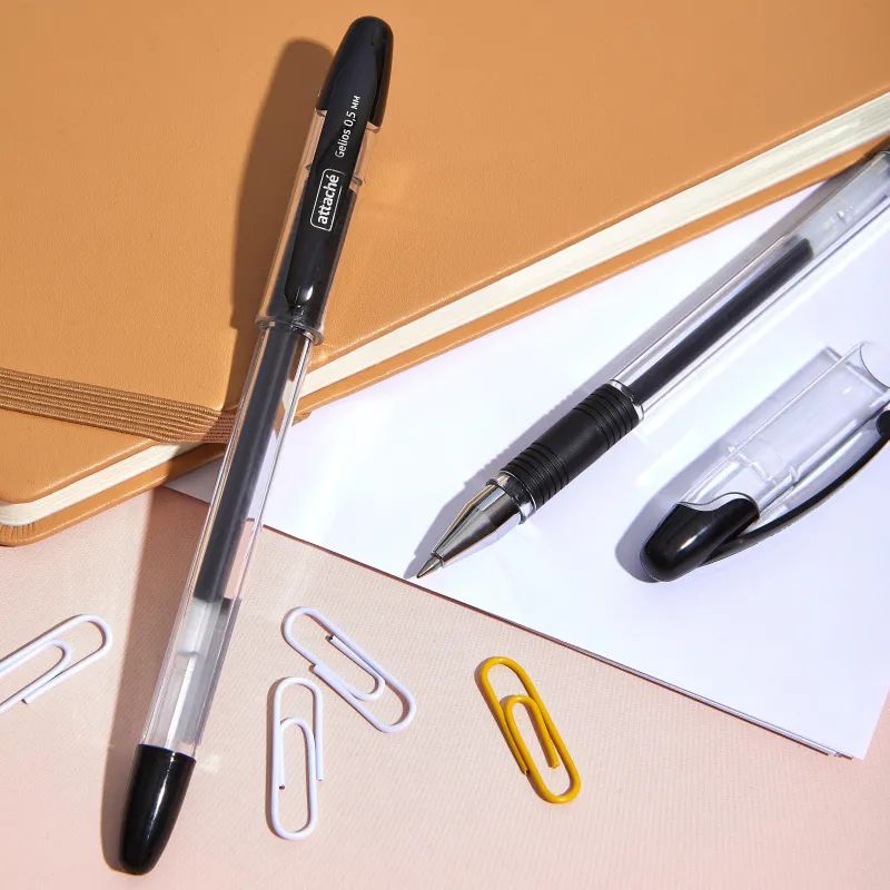 Ручка гелевая неавтомат. Attache Gelios-020 черный стерж, 0,5 мм,манж