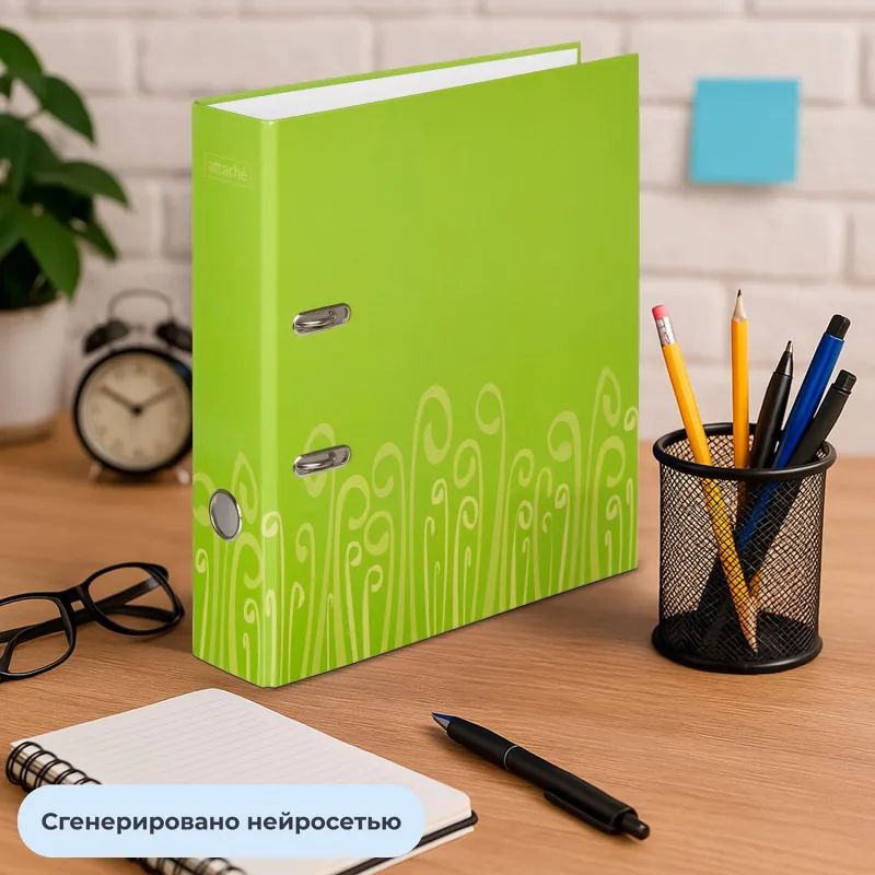 Папка-регистратор Attache Fantasy 75мм ламин.картон салатовый,бум/лам.карт