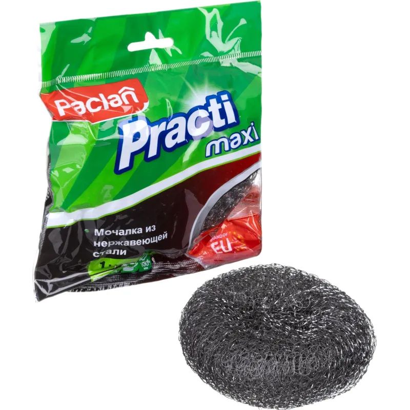 Губка-мочалка металлическая большая D=9,5см.,вес=34,8гр. PACLAN