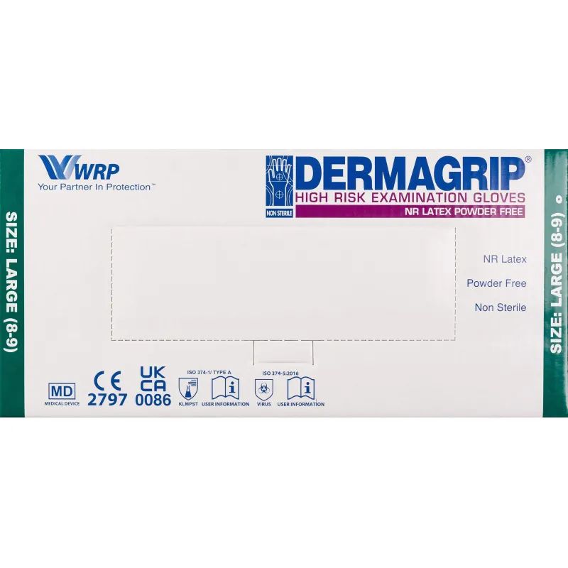 Перчатки мед.смотров. латекс.,нестер.,н/о, Dermagrip High Risk(L) 25 пар,ПС
