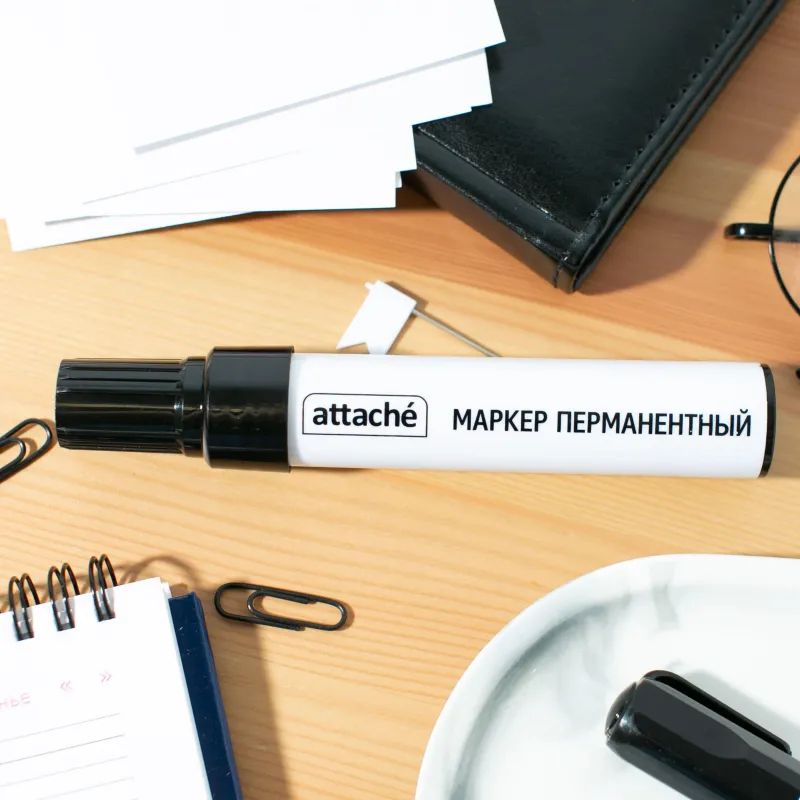 Маркер перманентный ATTACHE чёрный 3-10мм