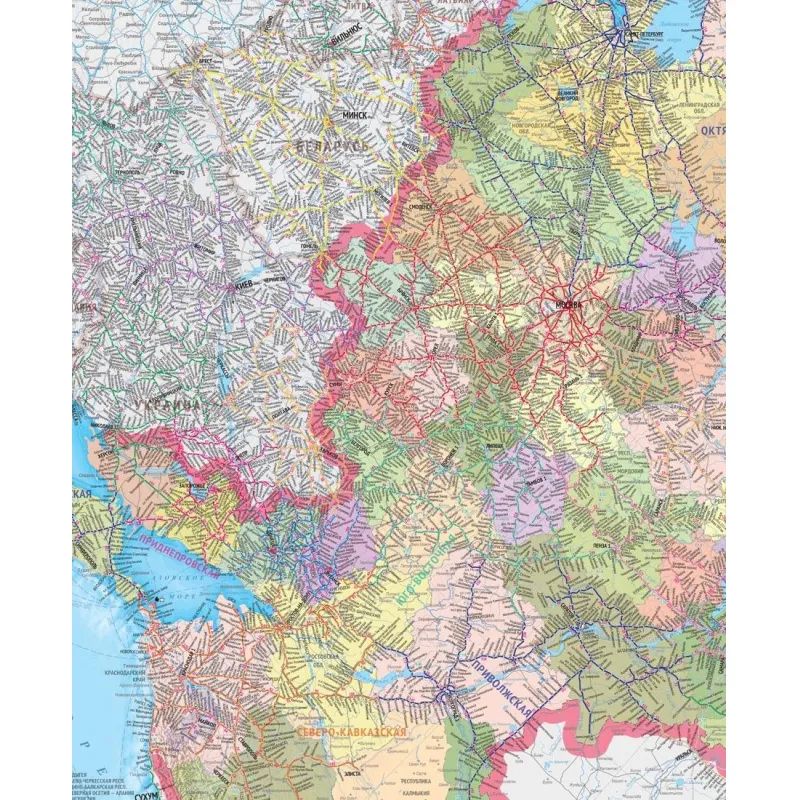 Карта настенная Железных дорог России и сопред.госуд.1:3,64млн.,2,34х1,56м