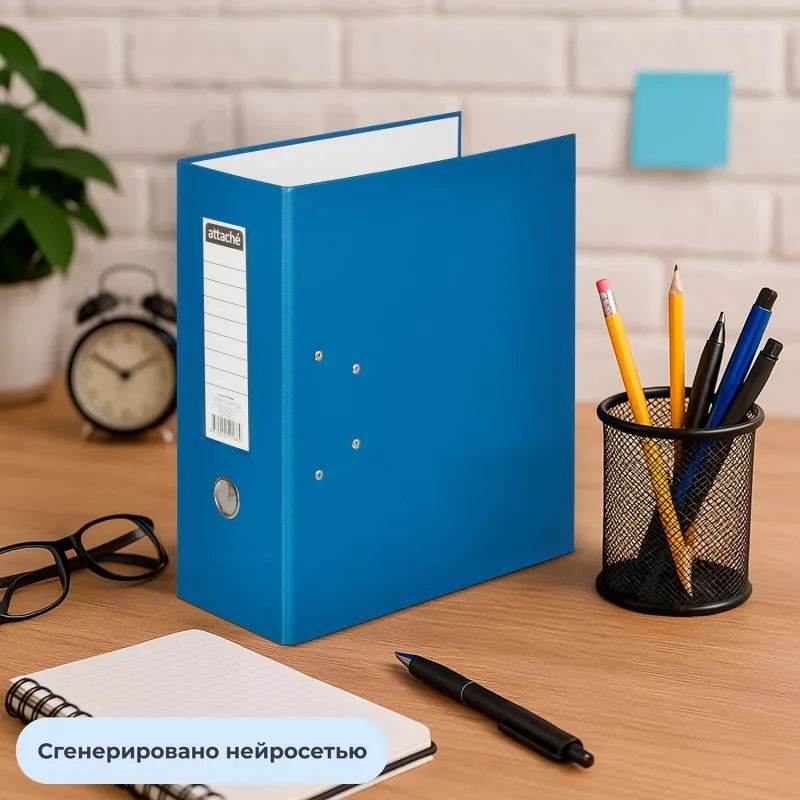 Папка-регистратор с ароч.мех. PVC без мет/уг 125мм синий,ПБП1,карм.кор