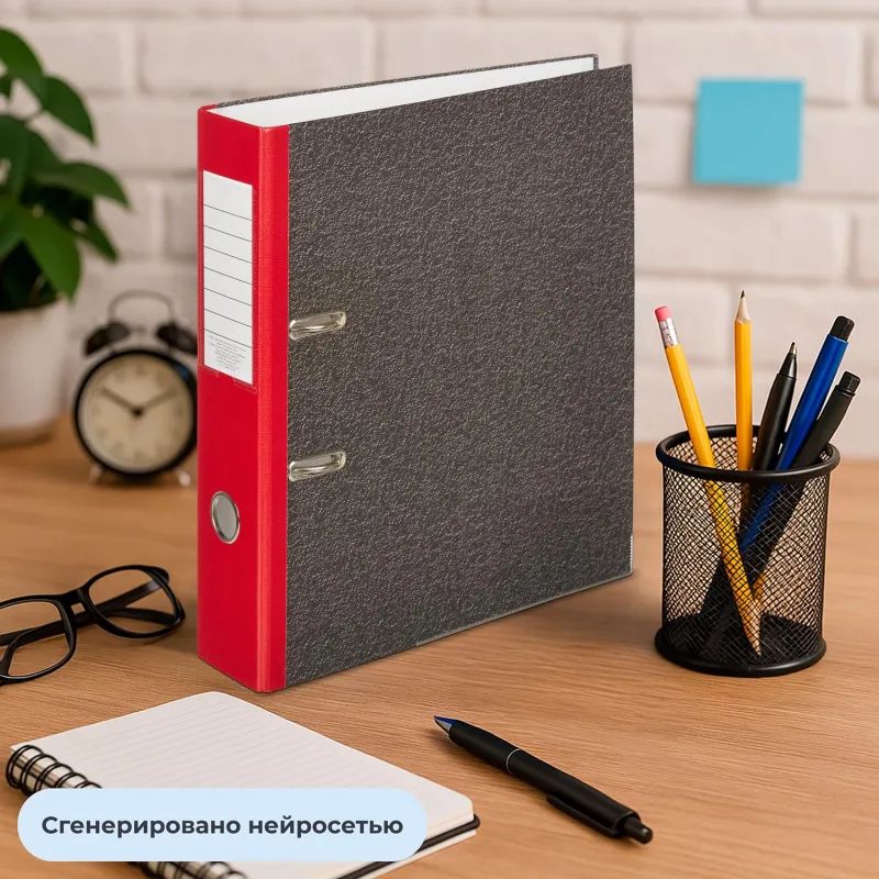 Папка-регистратор 75 мм Attache мрамор,мет.уг.,крас кореш,карм.кор,бум/бум