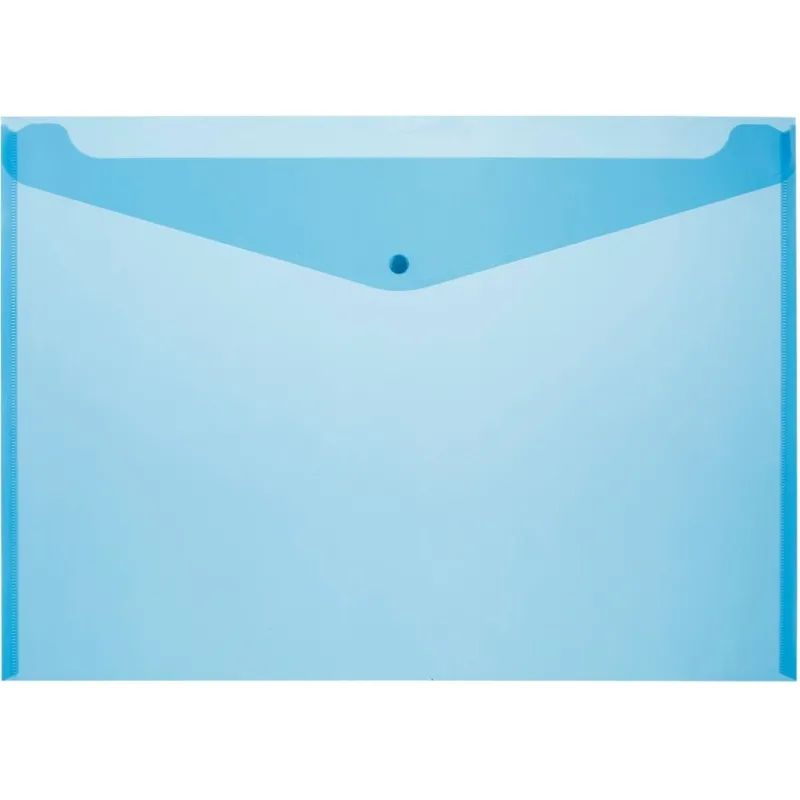 Папка-конверт на кнопке Attache А3, полупрозр.180мкм синий, 5 шт/уп