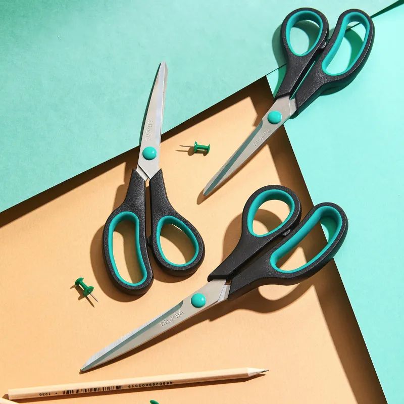 Ножницы Attache 215 мм с пласт. прорезин. руч.Attache цвет зелен/черн