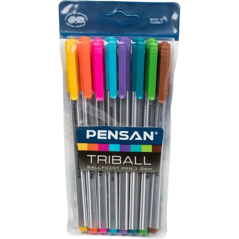 Набор шариковых ручек неавт. PENSAN TRIBALL набор8цв,1,0,масл,1003/PVC8