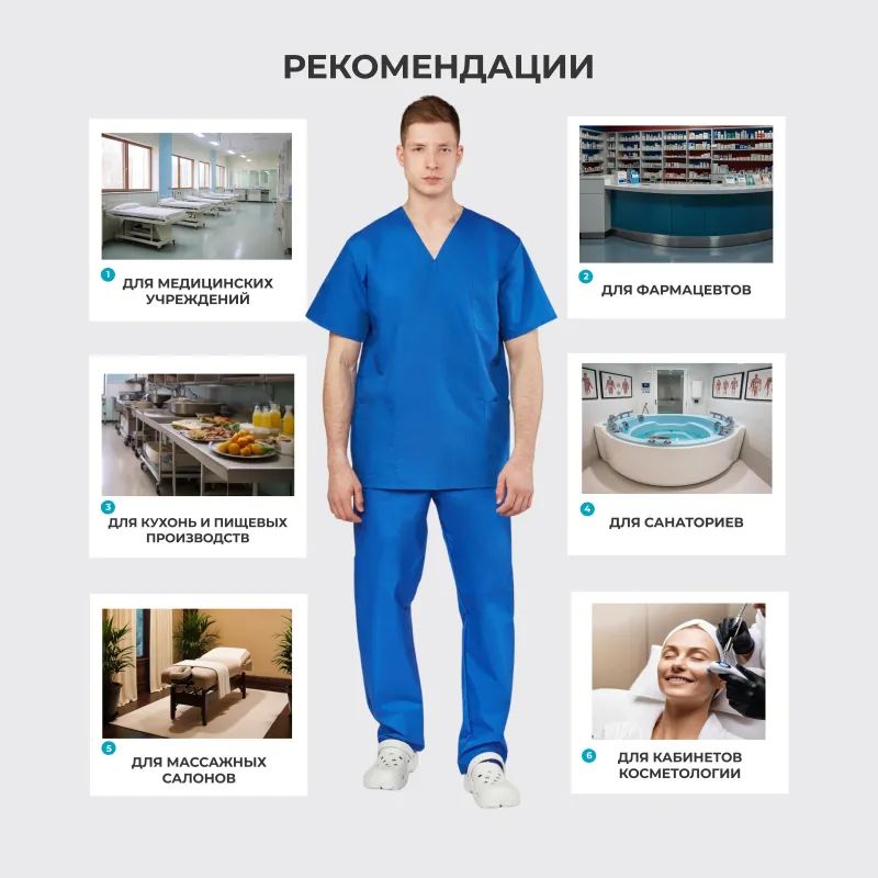Костюм хирурга универс./м05-КБР,цв.вас (р.44-46) р.158-164
