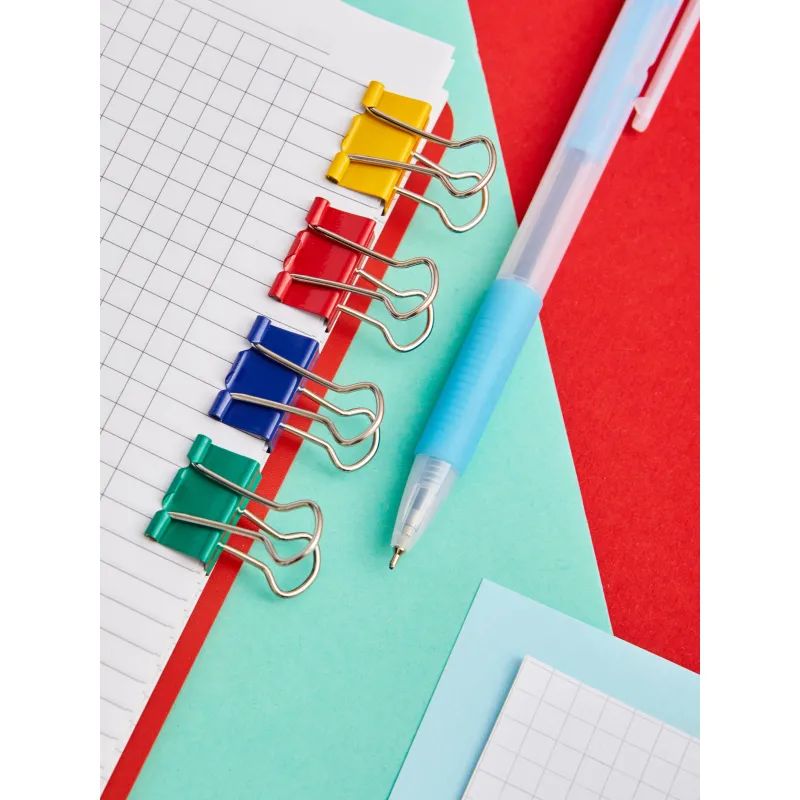 Зажимы для бумаг 19мм 12шт./уп. Комус цветные, картон