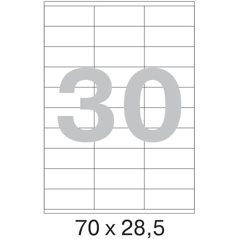 Этикетки самоклеящиеся  70х28,5 мм / 30 шт. на листе А4 (100л