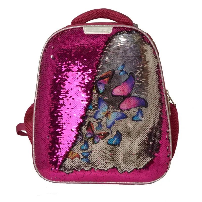 Ранец Basic Sparkle Pink,эргоном. спинка, двустор.пайетки фуксия/серебро