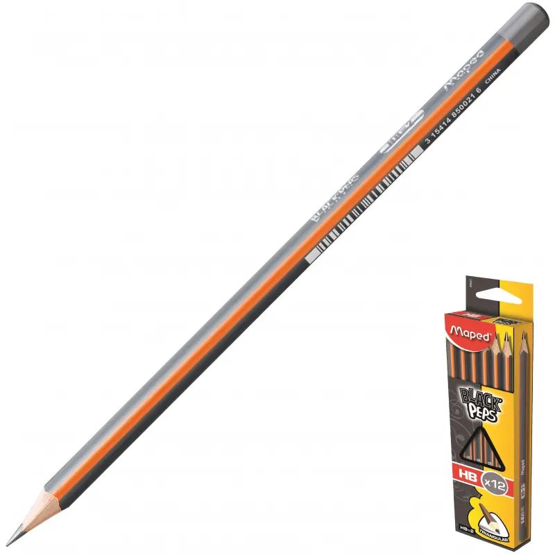 Карандаш чернографитный Maped BLACK PEP&#039;S,HB,дерево,трехгран.,б/ласт,850021