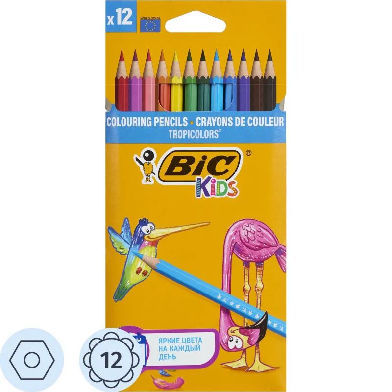 Карандаши цветные 12цв 6-гран Bic Tropicolors 832566