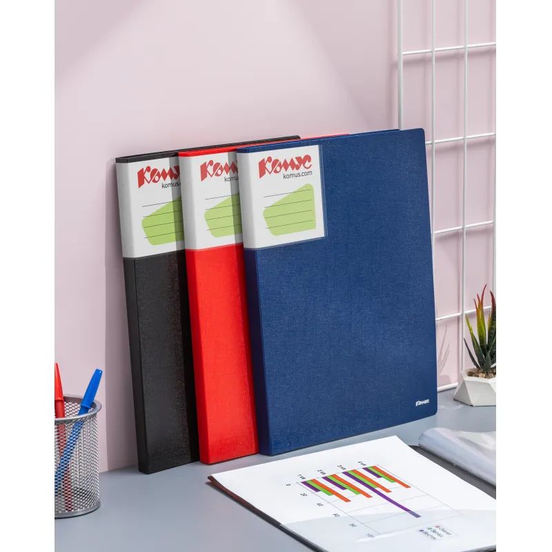 Папка файловая 20 файлов Комус Шелк черная