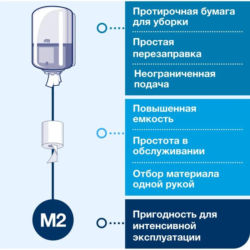 Бумага протирочная Торк M2 1 сл. ЦВ 6рул/кор,базовая,белая 120166