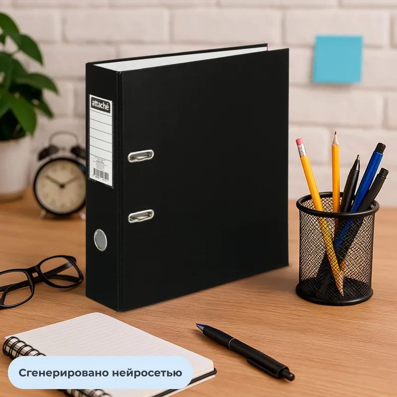 Папка-регистратор 80 мм Attache , черный Экономи,ПБП1,карм.кор