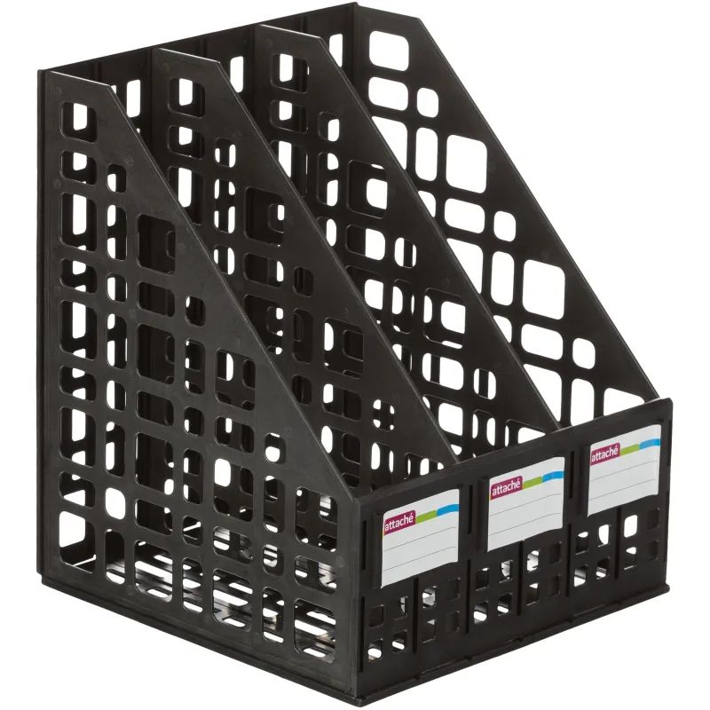 Лоток вертикальный для бумаг Attache сборный черный 3 отделения,  240мм