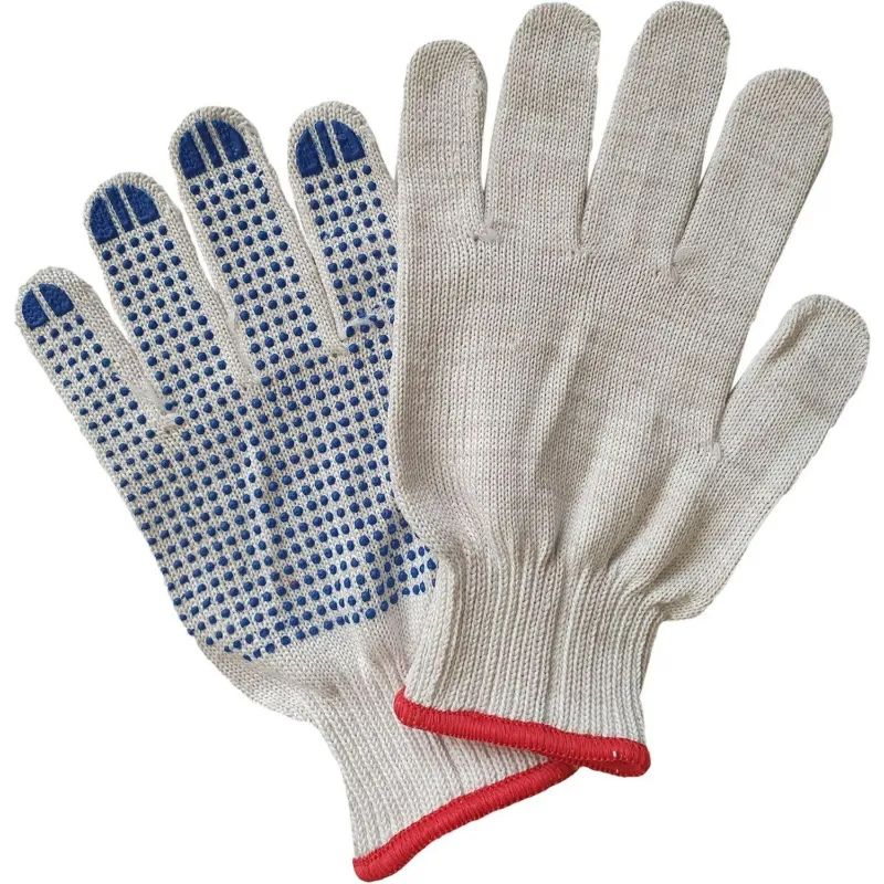 Перчатки защитные трикотажные ПВХ Точка 6 нитей 62г 10 класс ручной оверлок