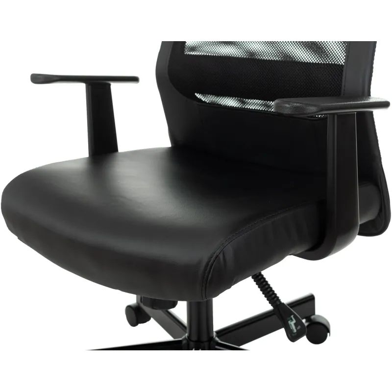 Кресло VB_EChair-651 TPU кожзам черный, сетка черая,металл