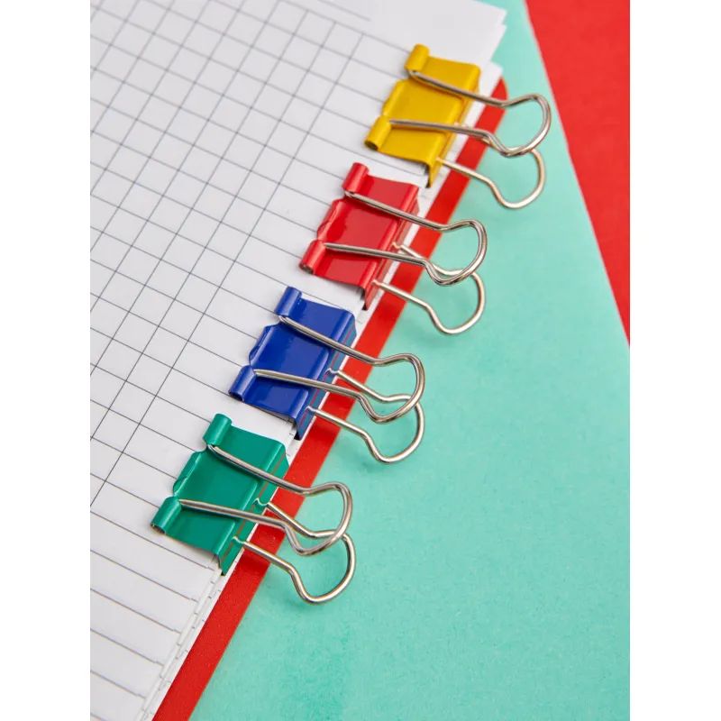 Зажимы для бумаг 19мм 12шт./уп. Комус цветные, картон
