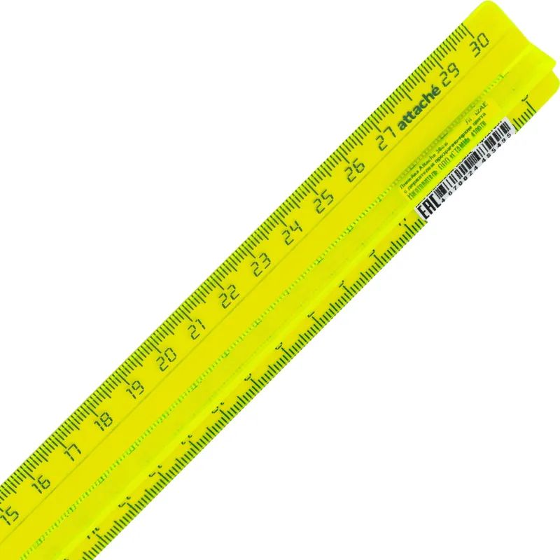 Линейка 30см Attache с держателем прозрачно-яркие цвета в ассорт ЛН42АЕ