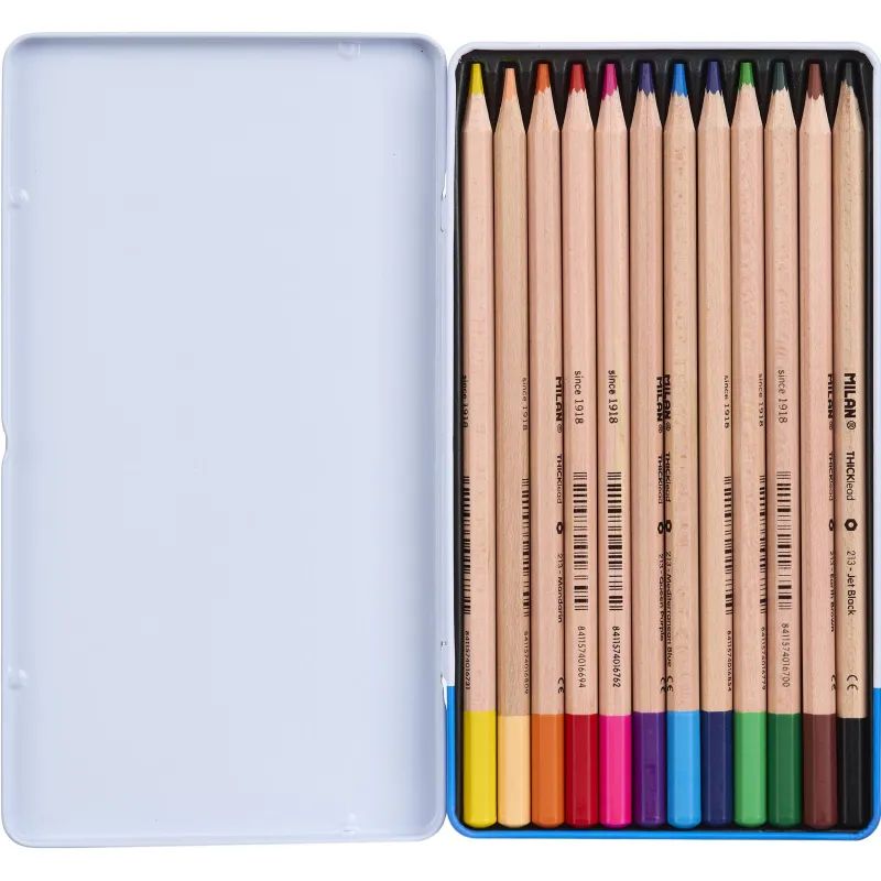 Карандаши цветные Milan, 12 цв., 6-гран., в металл. упак., 80057