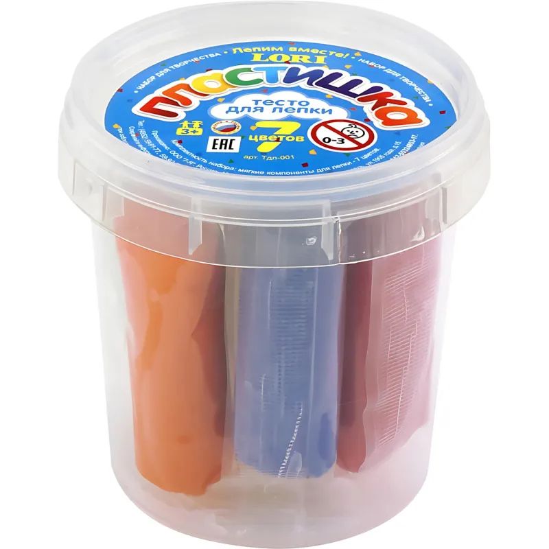 Набор для лепки, тесто Lori Пластишка, 7цв. по 12 гр,Тдл-001