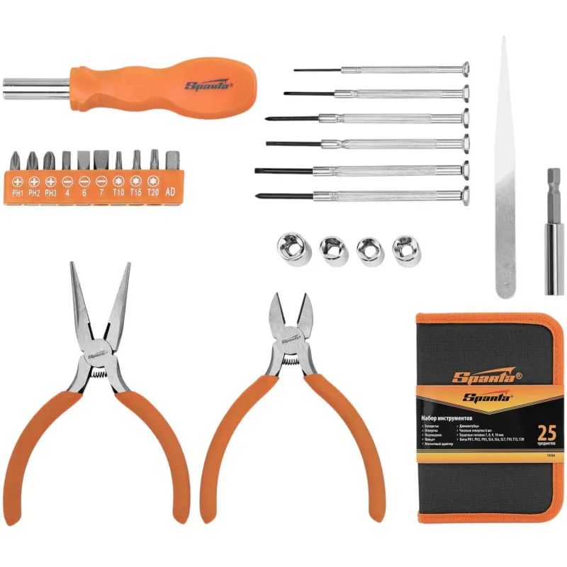 Набор инструмента SPARTA слесарно монтажный, 25 предметов (13534)