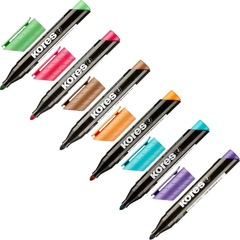 Маркер перманентный KORES набор 6 цв. 1,5-3 мм круглый наконечник &#039;20902