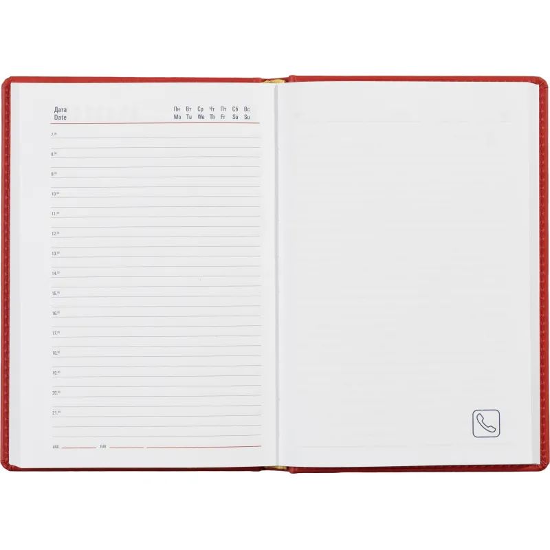 Ежедневник недатированный красный,А5,143х210мм,176л,ATTACHE Сиам