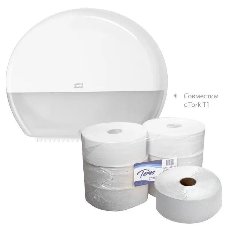 Бумага туалетная д/дисп Терес Эконом макси 1сл бел втор 480м 6рул/уп T-0014