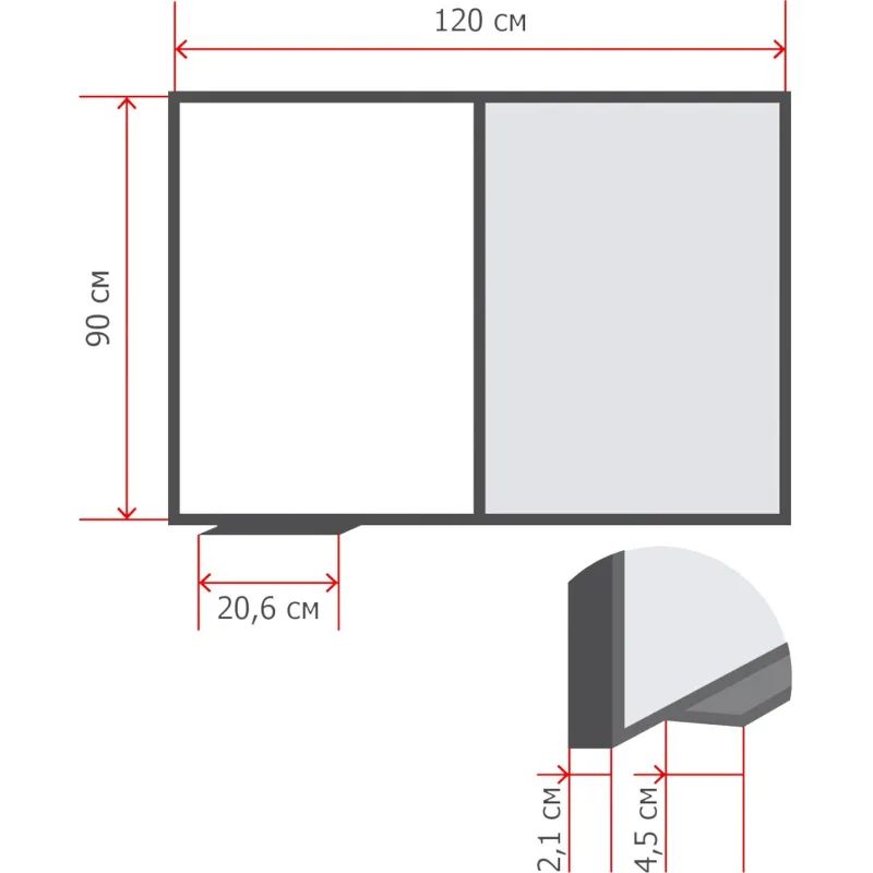 Доска для информации комб.пробковая/магн-маркерн лак 90х120см алюм.р Combo