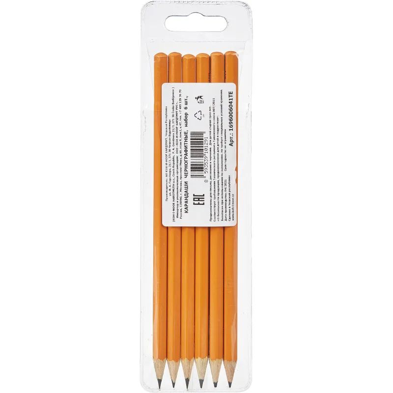 Карандаш чернографитный KOH-I-NOOR HB б/ласт 1696/06 набор 6шт