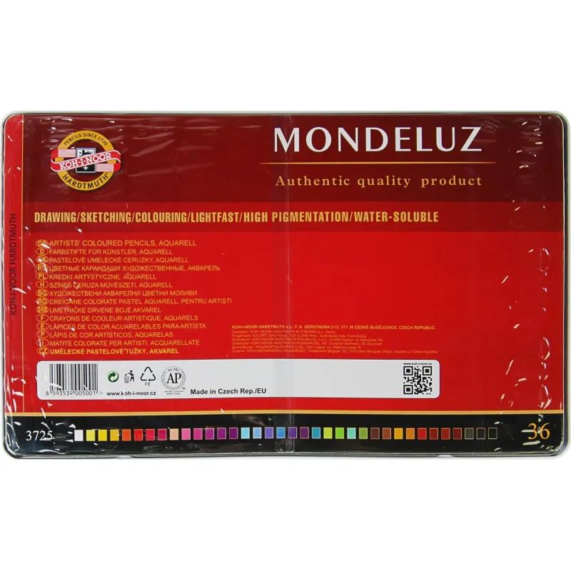 Карандаши акварельные 36цв./наб. KOH-I-NOOR 3725 в мет.боксе Чехия