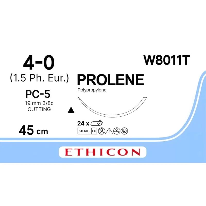 Шовный материал ПРОЛЕН 4/0, 45 см, реж. 19 мм, 3/8 W8011Т 24 шт./уп.