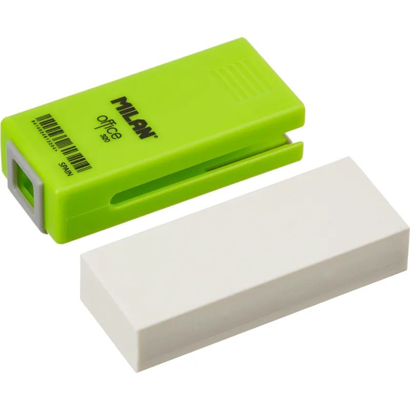Ластик пластиковый Milan Office 320 белый, в пластиковом держателе (в асс.)
