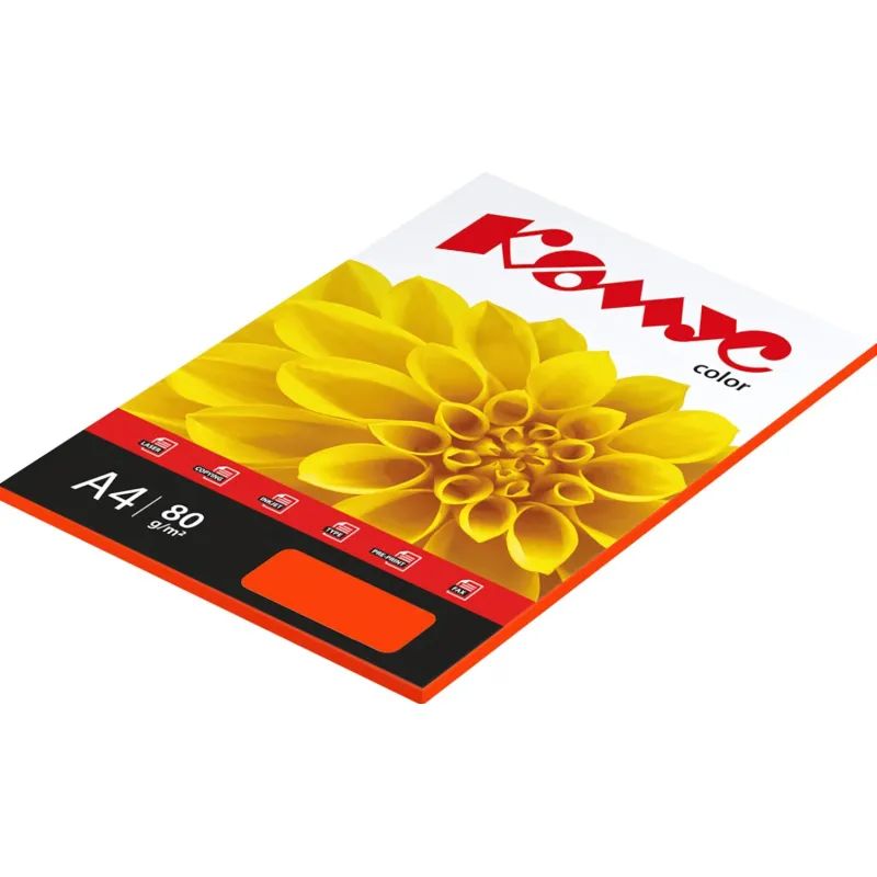 Бумага цветная Комус Color (шафран интенсив), 80г, А4, 50 л.