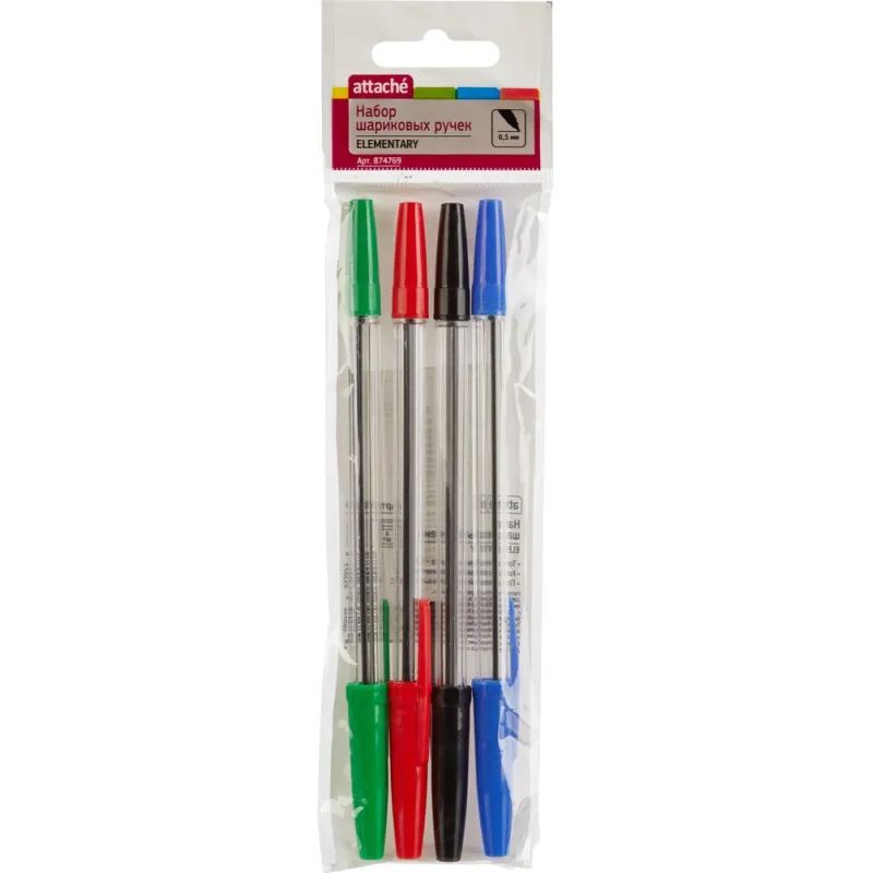 Набор шариковых ручек неавт. Attache Economy Elementary 4 цвета 0,5мм