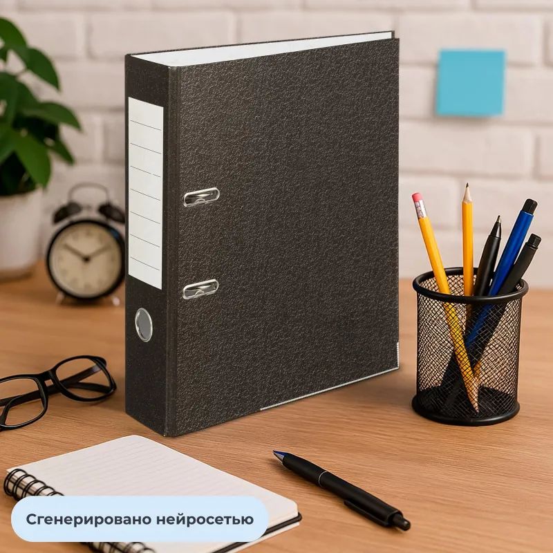 Папка-регистратор мрамор ,80 мм Элементари , мет уголк.,бум./бум.,черн