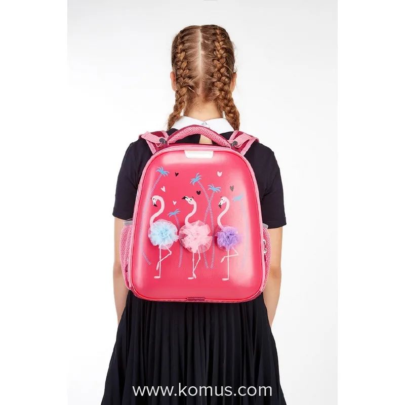Ранец Basic Flamingo,2 отд., эргоном. спинка, экокожа, светящ.кант