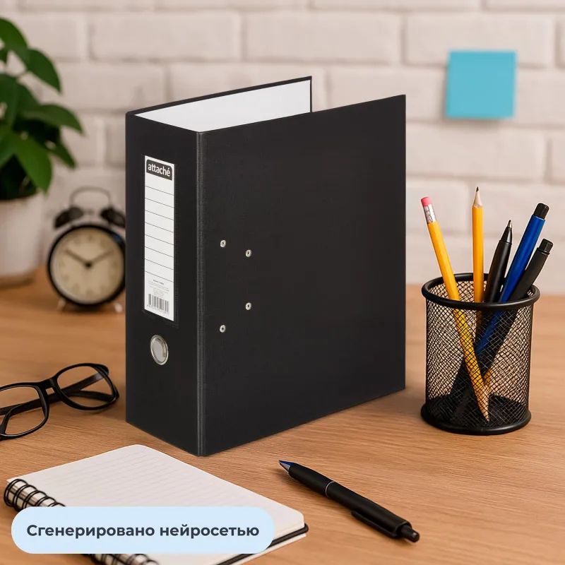 Папка-регистратор с ароч.мех. PVC без мет/уг 125мм черная,ПБП1,карм.кор