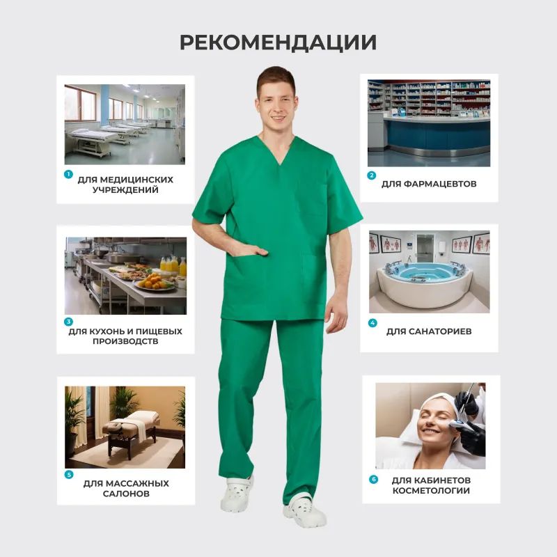 Костюм хирурга универс./м05-КБР,цв.злн. (р.48-50) р.182-188